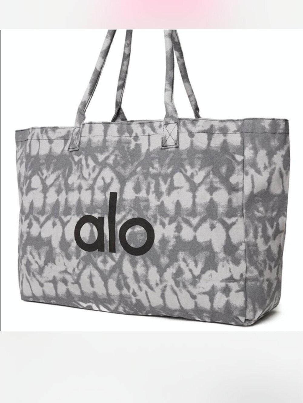 ALO Iconic Shopper XL Oversized Heavy-Duty Canvas Tote Bag - Gray Tie Dye